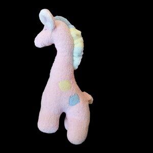 Kids Gifts Terry Cloth Pink Giraffe Rattle Baby Toy Pastel 80s 90s‎ 4 Mo. & Up